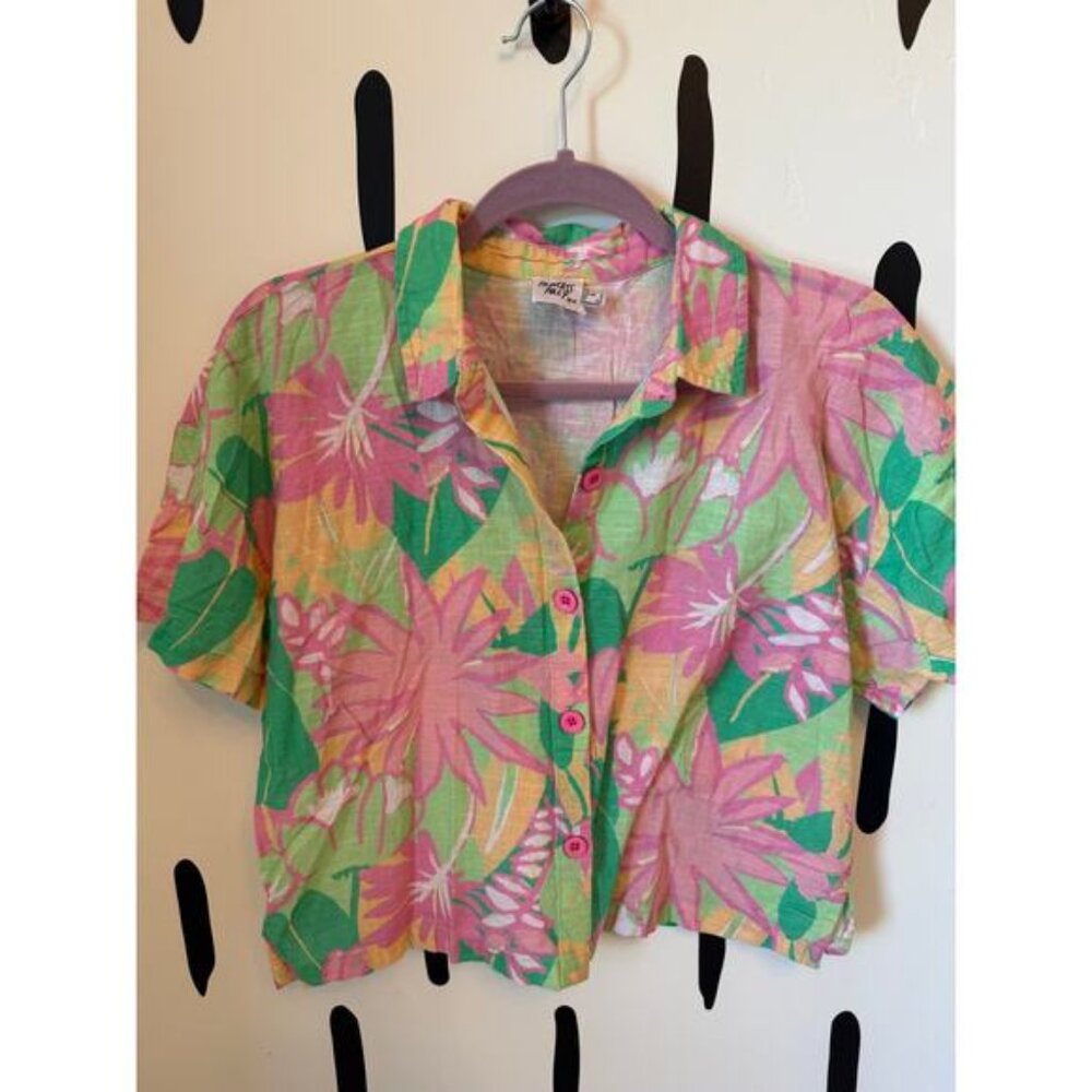 Princess Polly Cropped Button-Up Hawaiian Shirt